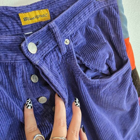 Size M/L – Upcycled Funky Corduroy Patchwork Maxi Skirt (Handmade) - Picture 4 of 5